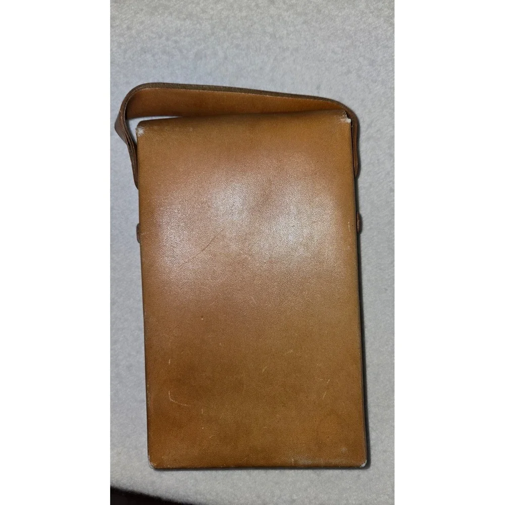 Vintage Polaroid Tan Leather Camera Carrying Case Pouch with Strap Logo Embossed